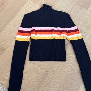 Urban Outfitters Black Top with Multicolor Stripes
